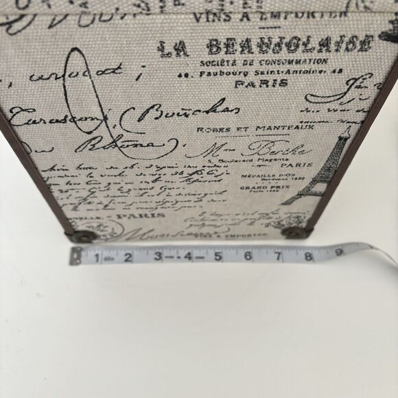 Large French Velvet Lined Jewelry Box Canvas Love Leather Paris Mirror Storage - Picture 11 of 11